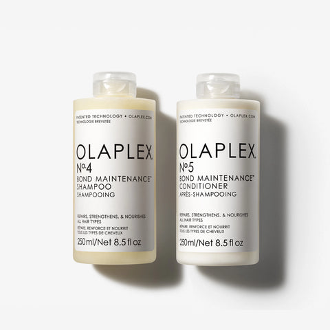 Dúo de cuidado capilar Shampoo y Acondicionador OLAPLEX N°4 de 250ml + N°5 de 250ml