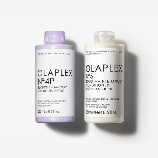 Dúo de Cuidado Rubios Sensibles Shampoo y Acondicionador OLAPLEX N°4P de 250ml + N°5 de 250ml