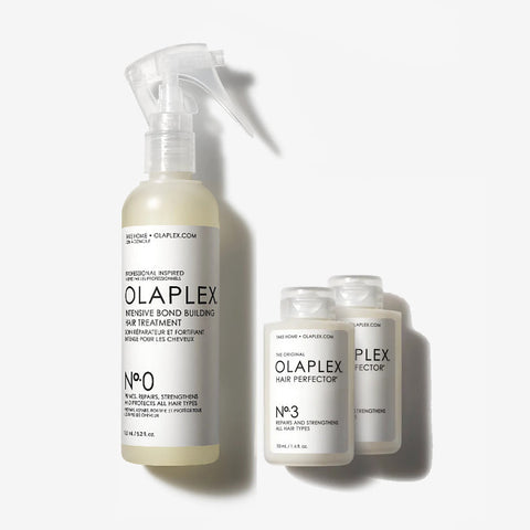 Dúo de Reparación Intensiva OLAPLEX N°0 de 155ml + 2 unidades de N°3 de 50ml
